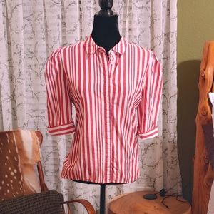 Striped broad shoulder top
